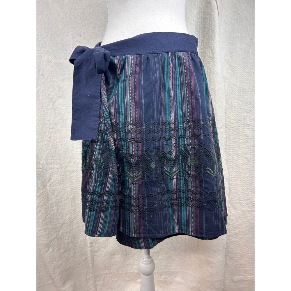 Diesel Boho Cottagecore Folkloric Ethnic Striped Embroidered Skirt A-Line Med